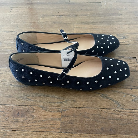 LOFT Black Flats with Pearl Embellishments - Picture 2 of 3